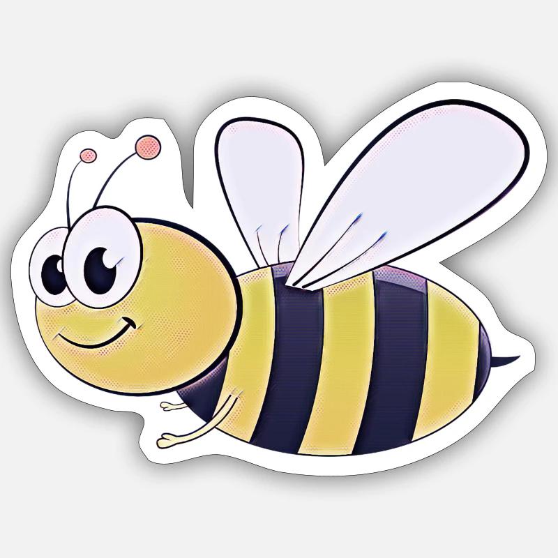 Funny bee - Sticker size S (10 x 10 cm) - white matte