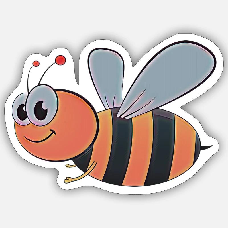 Funny red bee - Sticker size S (10 x 10 cm) - white matte