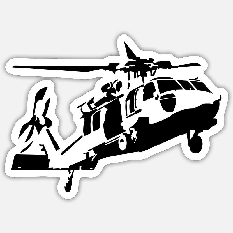 hélicoptère - Sticker taille S (10 x 10 cm) - blanc mat