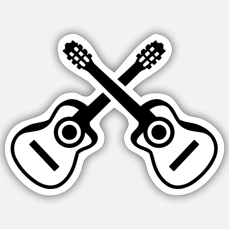 Guitare - Sticker taille S (10 x 10 cm) - blanc mat