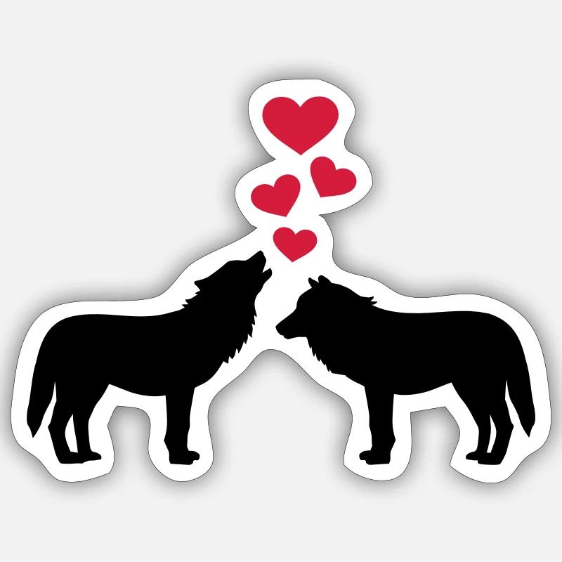 Wölfe - Sticker Größe S (10 x 10 cm) - Mattweiß