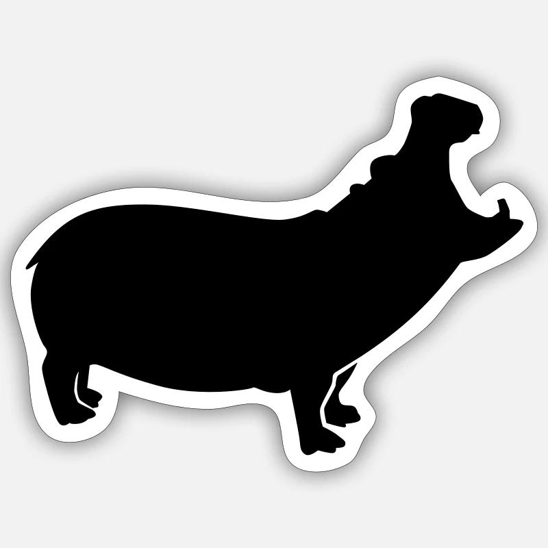 Nilpferd - Sticker Größe S (10 x 10 cm) - Mattweiß