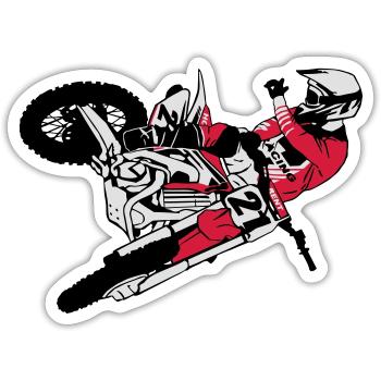 Moto Cross - motocross - Sticker taille S (10 x 10 cm) - blanc mat - Devant