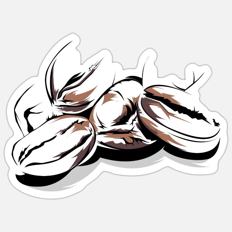 Kaffeebohnen Cafe Illustration Logo Kaffeezeit - Sticker Größe S (10 x 10 cm) - Mattweiß