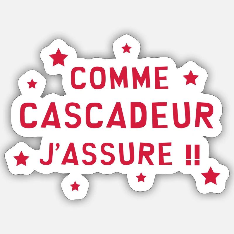 Cascadeur / Cascade / Voiture / Risque / Danger - Sticker taille S (10 x 10 cm) - blanc mat