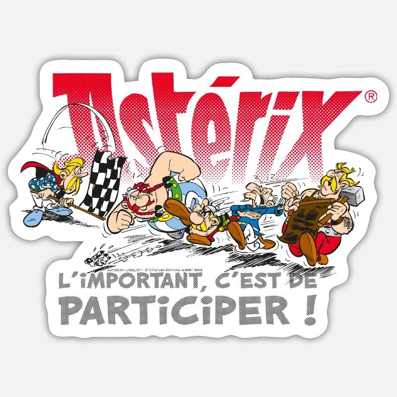 Astérix - L'important, c'est de participier! - Sticker taille S (10 x 10 cm) - blanc mat