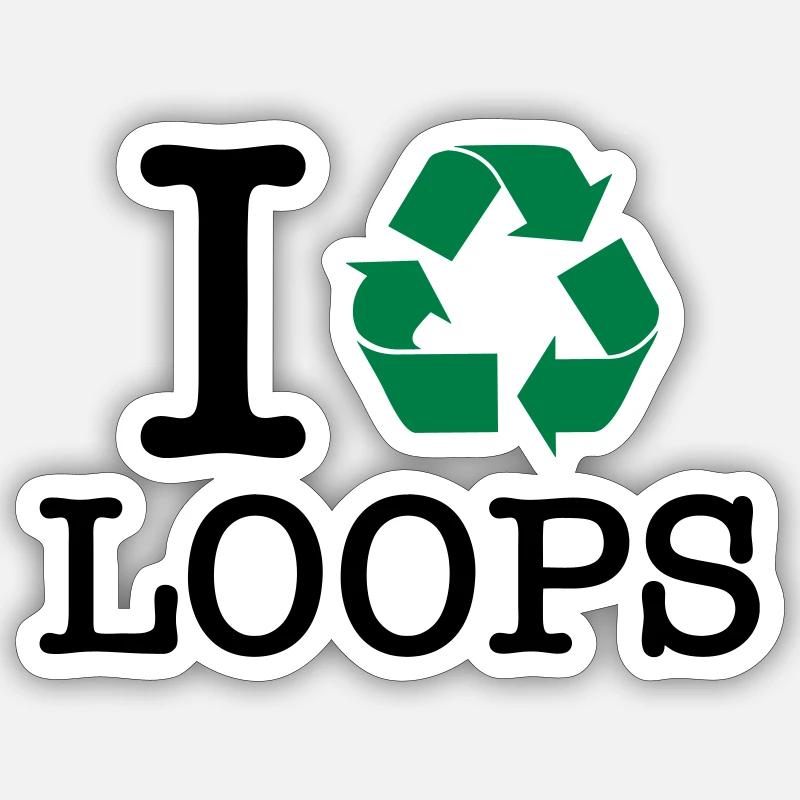 I Recycle Loops - Sticker size S (10 x 10 cm) - white matte