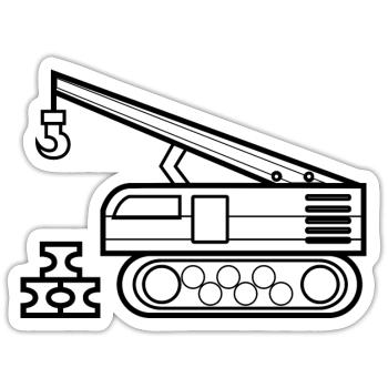 Grue à colorier cadeau de conducteur de grue - Sticker taille S (10 x 10 cm) - blanc mat - Devant