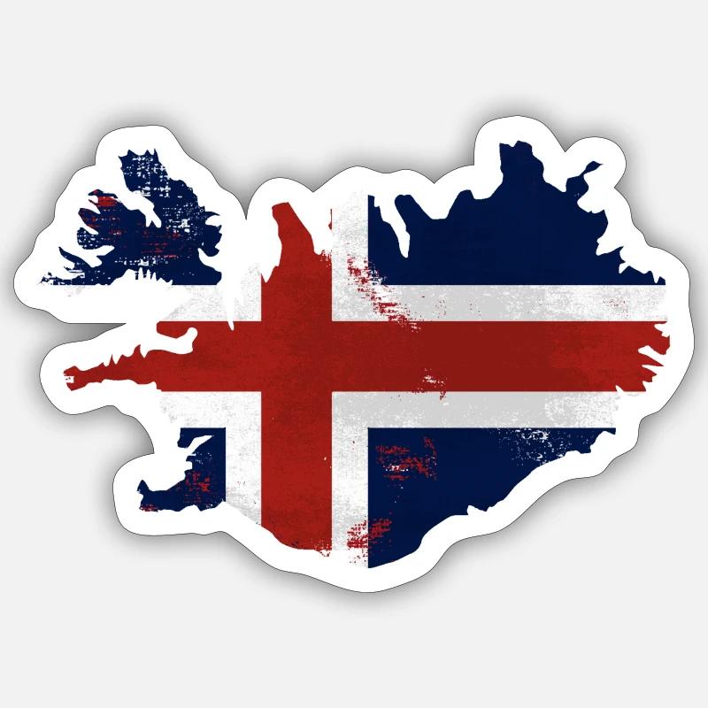 Iceland Flag Map - Sticker Größe S (10 x 10 cm) - Mattweiß