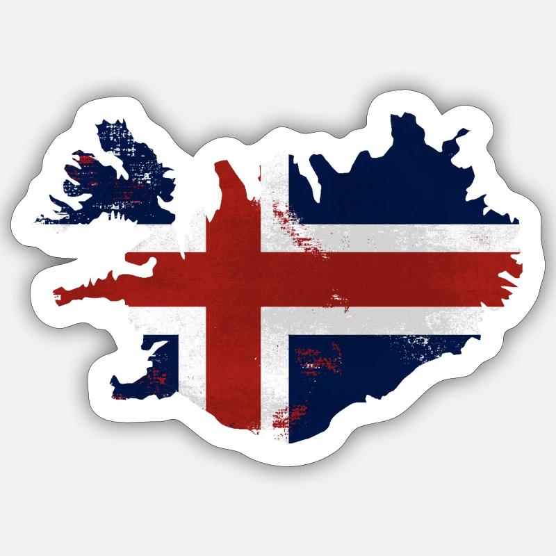 Iceland Flag Map - Sticker Größe S (10 x 10 cm) - Mattweiß