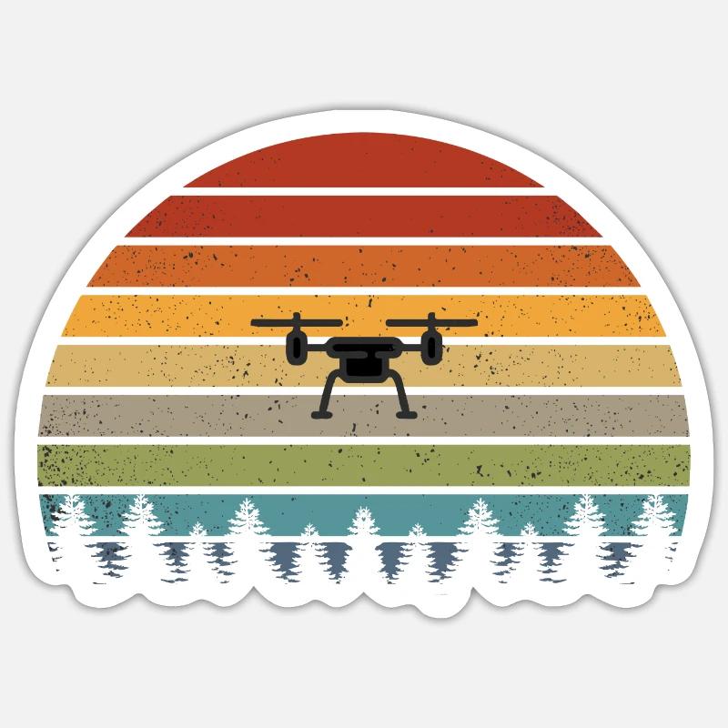 Drone Retro Quadrocopter Retro Shirt Gift Sticker size S (10 x 10 cm)