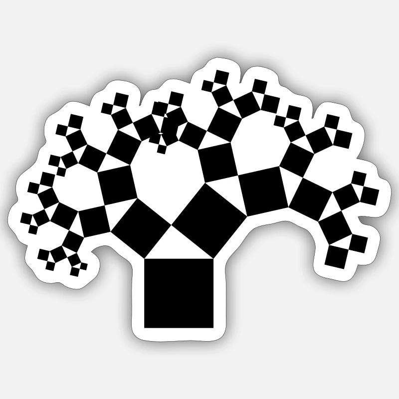 Pythagorean tree black - Sticker size S (10 x 10 cm) - white matte