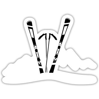 Ski und Berge, Skifahren - Sticker Größe S (10 x 10 cm) - Mattweiß - Vorne