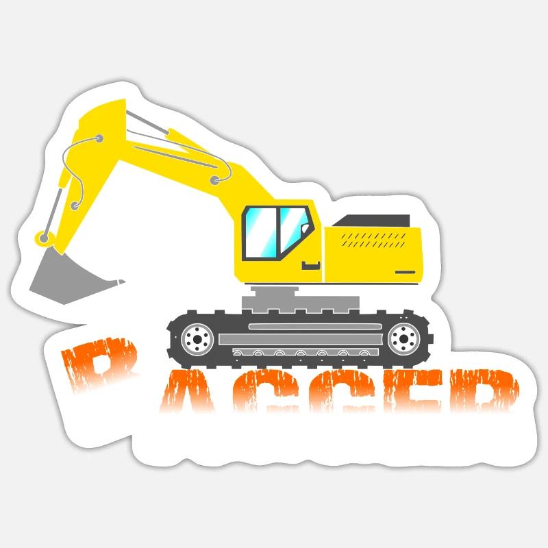 Bagger - Sticker Größe S (10 x 10 cm) - Mattweiß