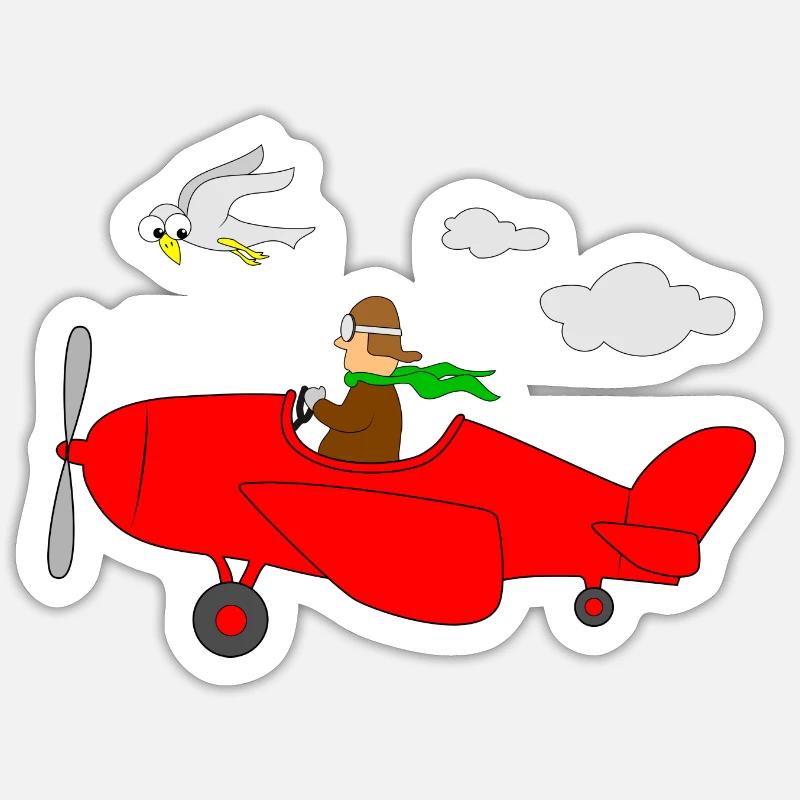 Airplane Pilot - Sticker size S (10 x 10 cm) - white matte