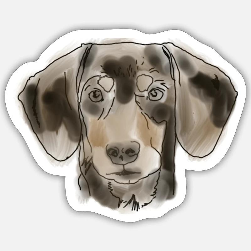 Teckel - Sticker taille S (10 x 10 cm) - blanc mat