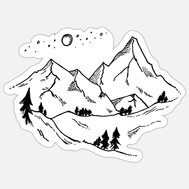 Mountainview - Sticker Größe S (10 x 10 cm) - Mattweiß