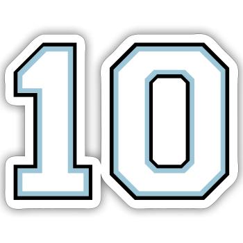 Nummer 10 (anpassbare Farben) - Sticker Größe S (10 x 10 cm) - Mattweiß - Vorne