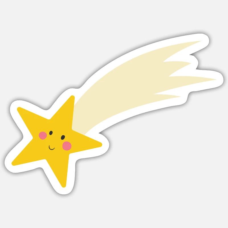 Sternschnuppe - Sticker Größe S (10 x 10 cm) - Mattweiß