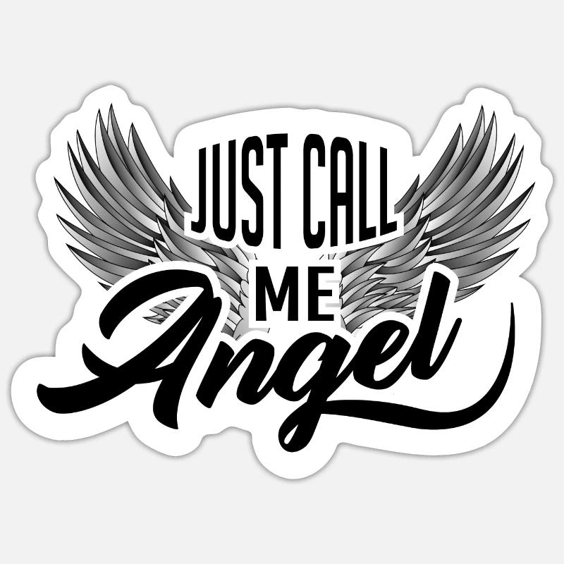 Nenn mich einfach Engel Spruch - Sticker Größe S (10 x 10 cm) - Mattweiß