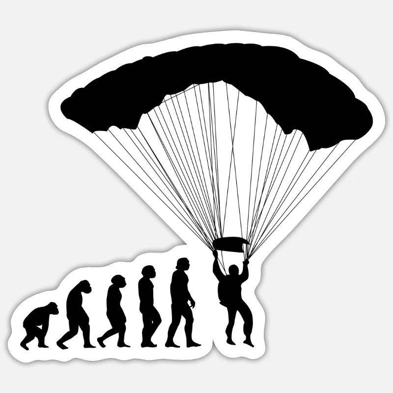 Fallschirm Skydiving Entwicklung - Sticker Größe S (10 x 10 cm) - Mattweiß