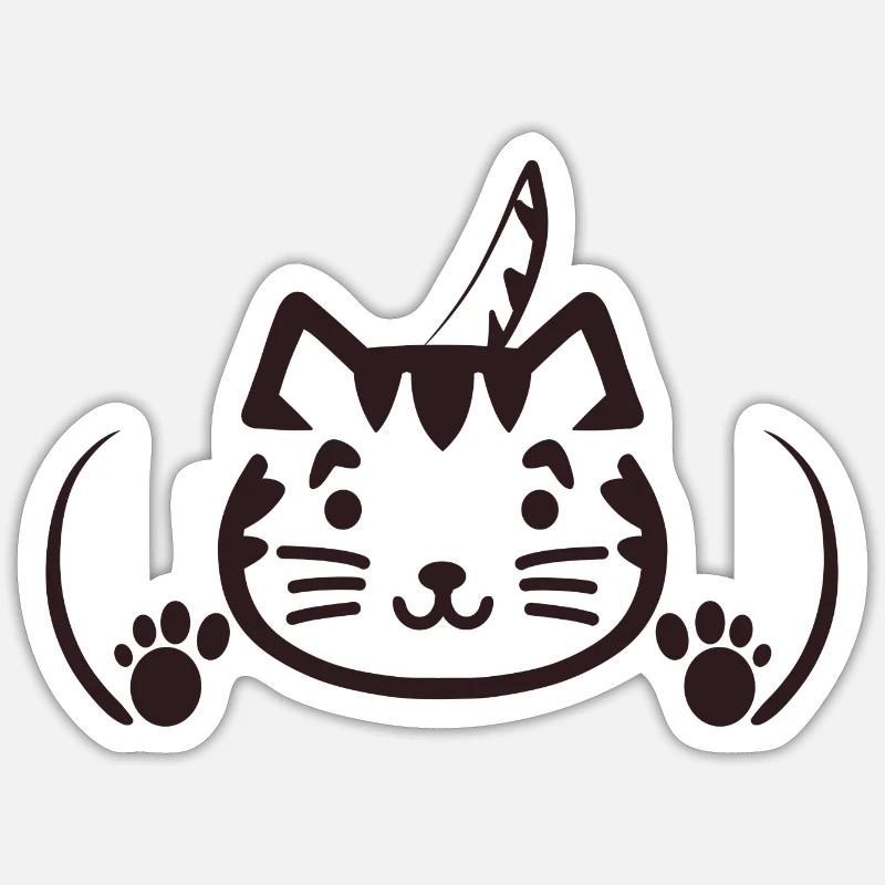 Chat mignon - Sticker taille S (10 x 10 cm) - blanc mat
