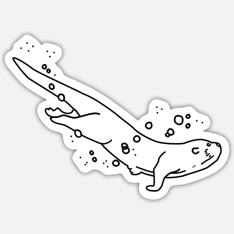 Otter diving - Sticker size S (10 x 10 cm) - white matte