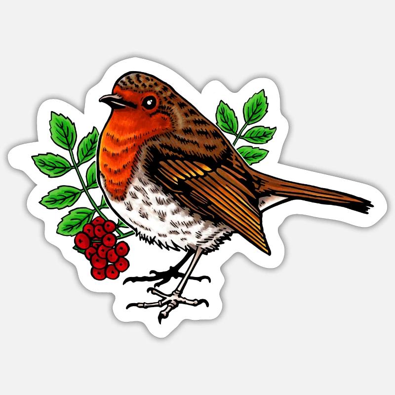 Robin - Sticker taille S (10 x 10 cm) - blanc mat