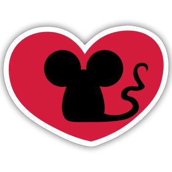 Mouse in love / Mouse in love / souris amoureuse - Sticker size S (10 x 10 cm) - white matte - Front