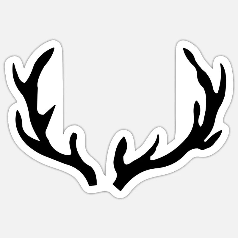 Geweih Hirsch Jagen Wald - Sticker Größe S (10 x 10 cm) - Mattweiß