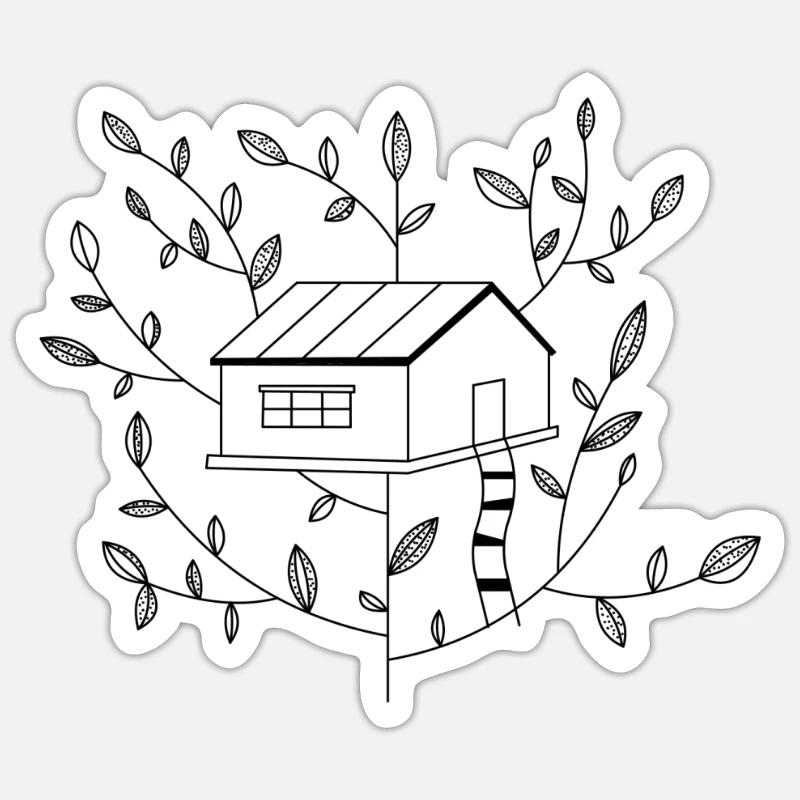 Baumhaus Arbre Aventures - Sticker taille S (10 x 10 cm) - blanc mat