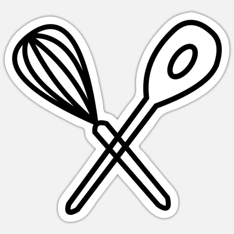 Kochlöffel kochen backen Sticker Größe S (10 x 10 cm)