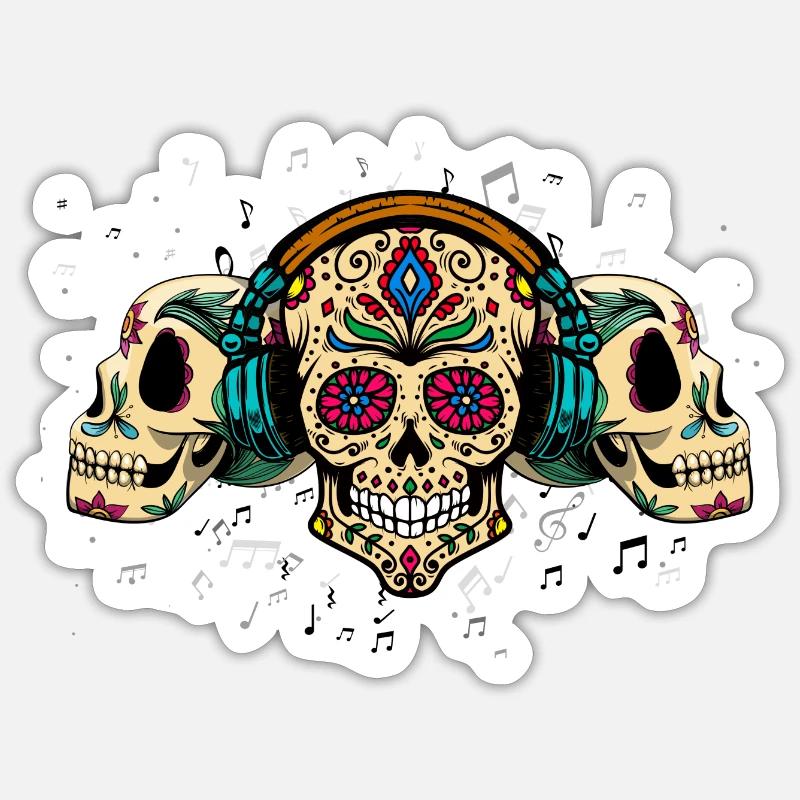 skulls calavera - Sticker Größe S (10 x 10 cm) - Mattweiß
