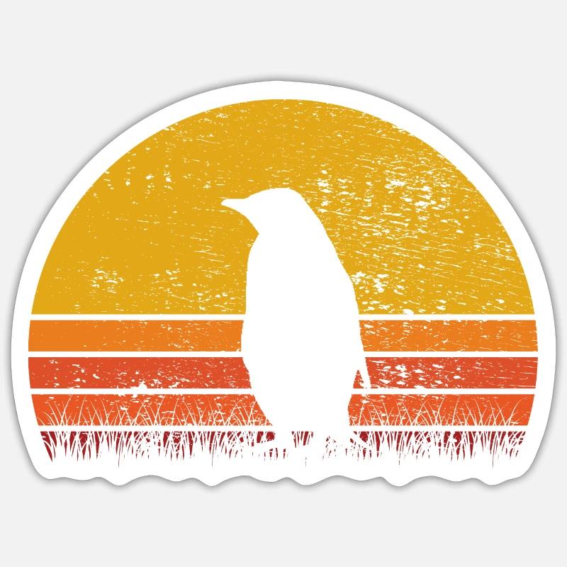 Pinguin Pinguine Tier Eis Vogel Retro Geschenk - Sticker Größe S (10 x 10 cm) - Mattweiß