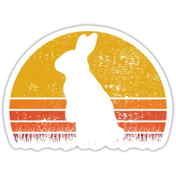 Easter Rabbit Sunset Retro Gift - Sticker size S (10 x 10 cm) - white matte - Front