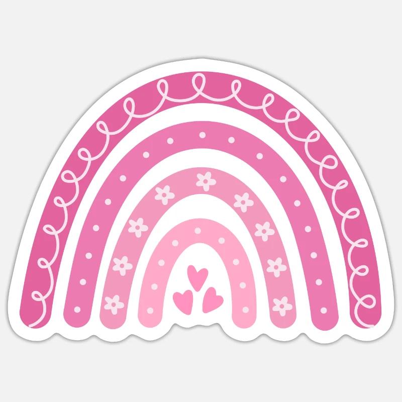 Boho Regenbogen rosa Große Schwester - Sticker Größe S (10 x 10 cm) - Mattweiß