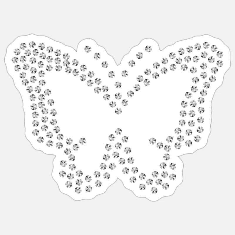 Diamond butterfly silver - Sticker size S (10 x 10 cm) - white matte
