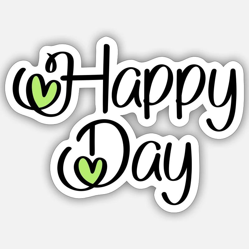 Happy Day - Sticker taille S (10 x 10 cm) - blanc mat