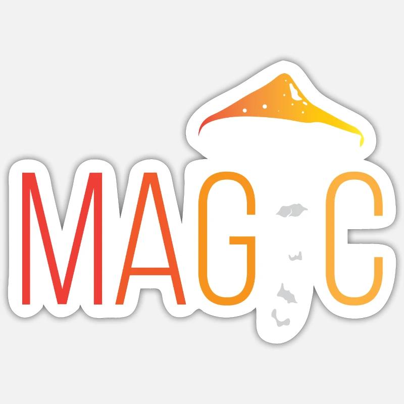 Magic Champignons Champignons Champignons - Sticker taille S (10 x 10 cm) - blanc mat