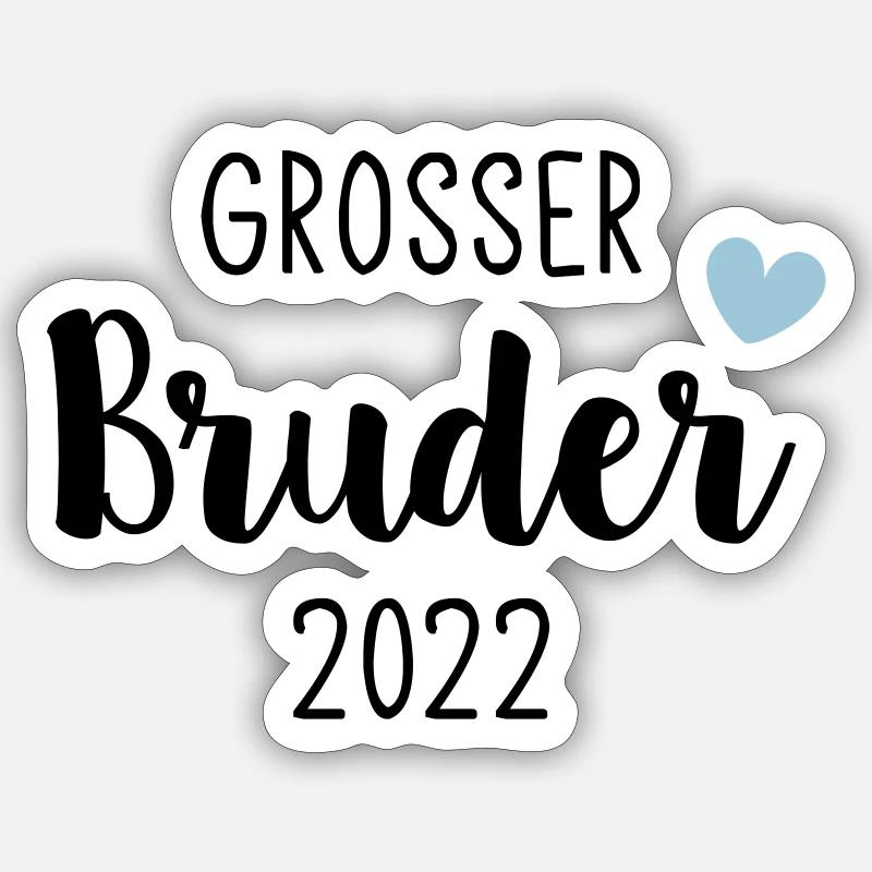 Großer Bruder 2022 / Big Brother 2022 / Herz - Sticker Größe S (10 x 10 cm) - Mattweiß