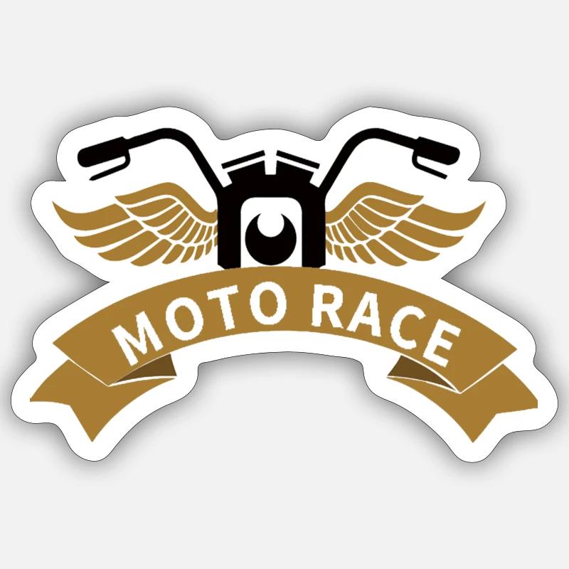course moto - Sticker taille S (10 x 10 cm) - blanc mat