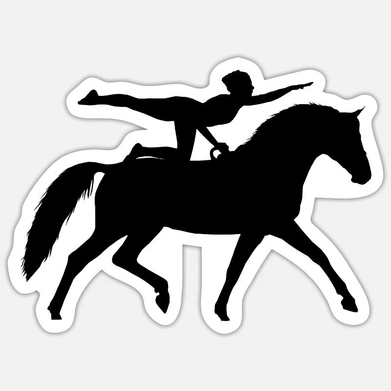 Voltigier Chevaux Équestres Voltige - Sticker taille S (10 x 10 cm) - blanc mat