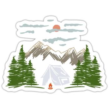 Camping Camping Mountain Motif Gift Idea - Sticker size S (10 x 10 cm) - white matte - Front