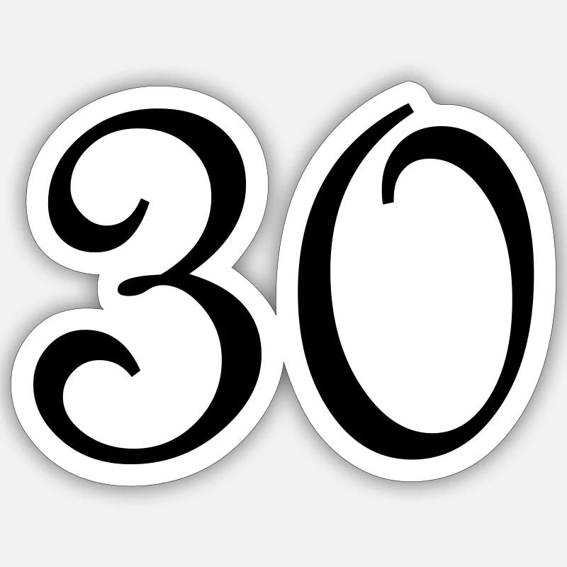 30 - Sticker Größe S (10 x 10 cm) - Mattweiß