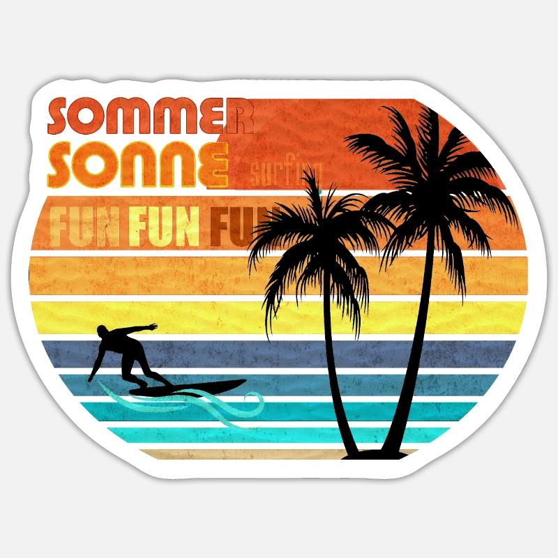 Sommer Sonne Surfing Fun Fun Fun Sticker Größe S (10 x 10 cm)