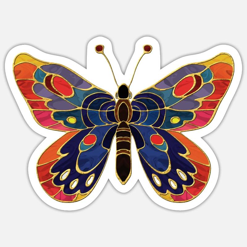 Papillon - Sticker taille S (10 x 10 cm) - blanc mat