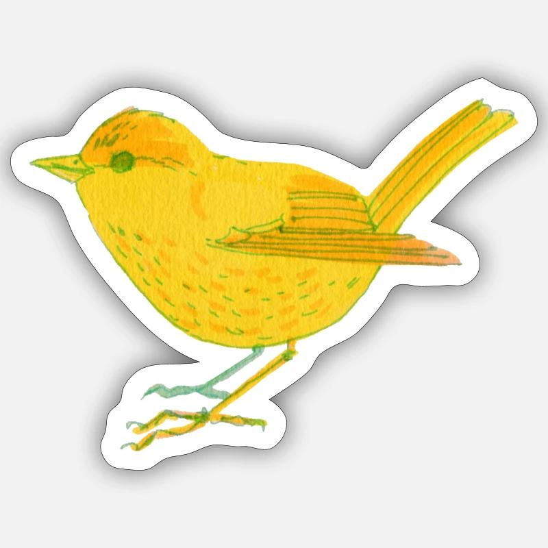 Oiseau jaune - Sticker taille S (10 x 10 cm) - blanc mat