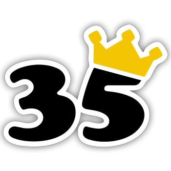 35 Krone 35 Geburtstag 35 Jahre - Sticker Größe S (10 x 10 cm) - Mattweiß - Vorne