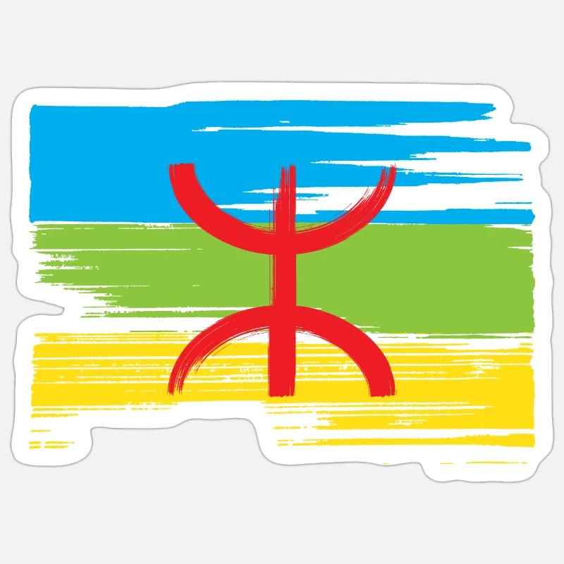 Drapeau Amazigh (Amazigh inside) Sticker taille S (10 x 10 cm)