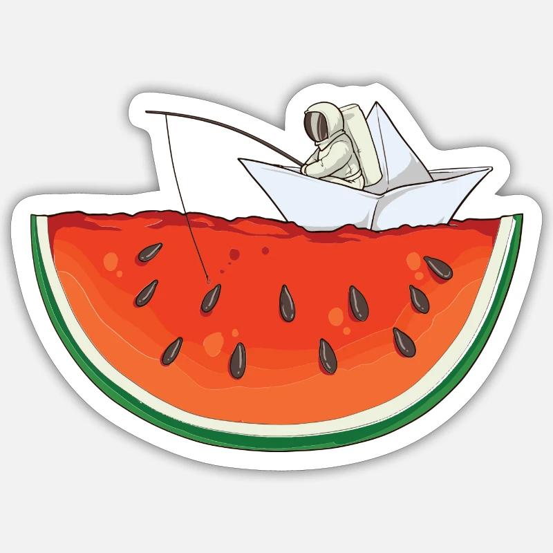 Pastèque - Sticker taille S (10 x 10 cm) - blanc mat